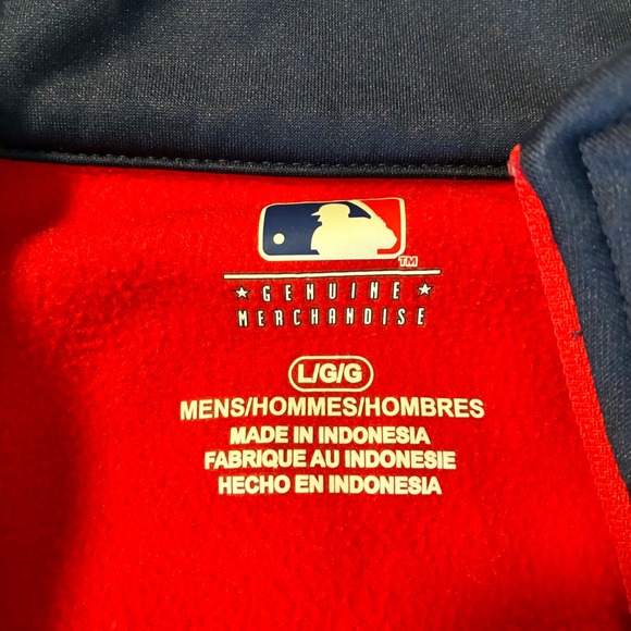 MLB Atlanta Braves Pullover Jacket Half Zip Long Sleeve Red Blue Mens L‎ - Picture 3 of 6